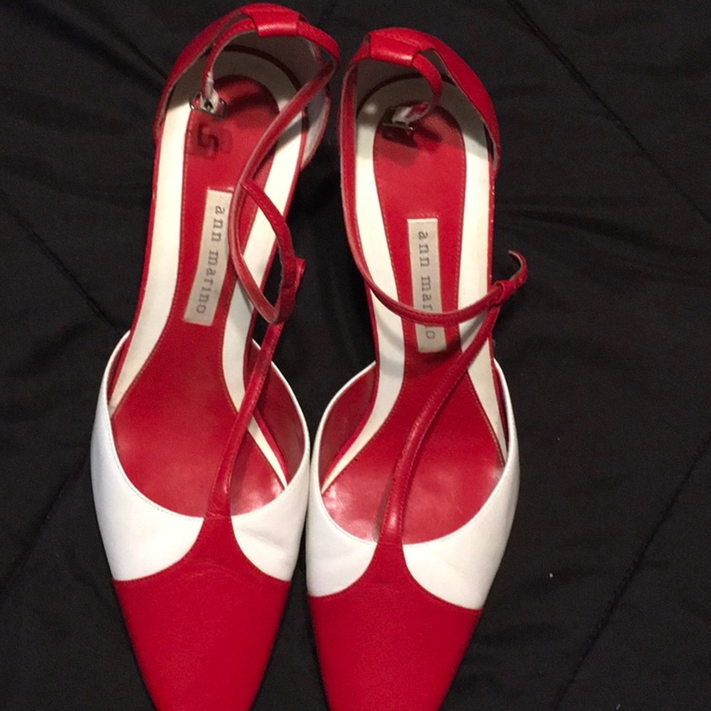 Red and white vintage Anne Marino pumps